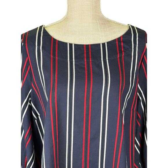 CAbi Freedom Flag Blouse Womens Large Striped Balloon Sleeve Navy Patriotic 5516 - Picture 3 of 9
